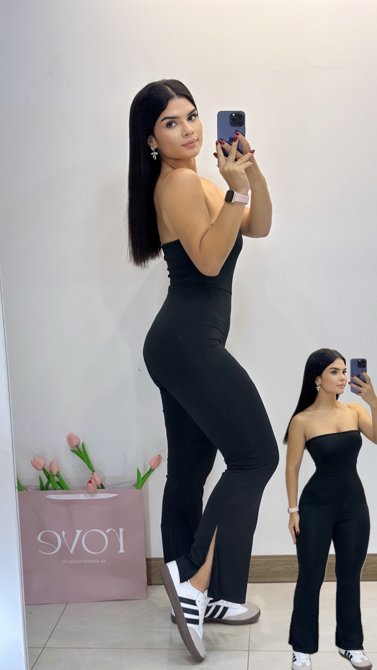 Jumpsuit tubo con abertura al final - Negro