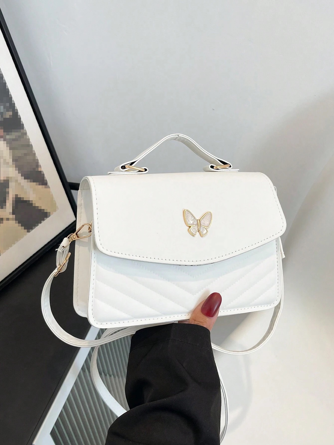 Bolso con mariposa - Blanco