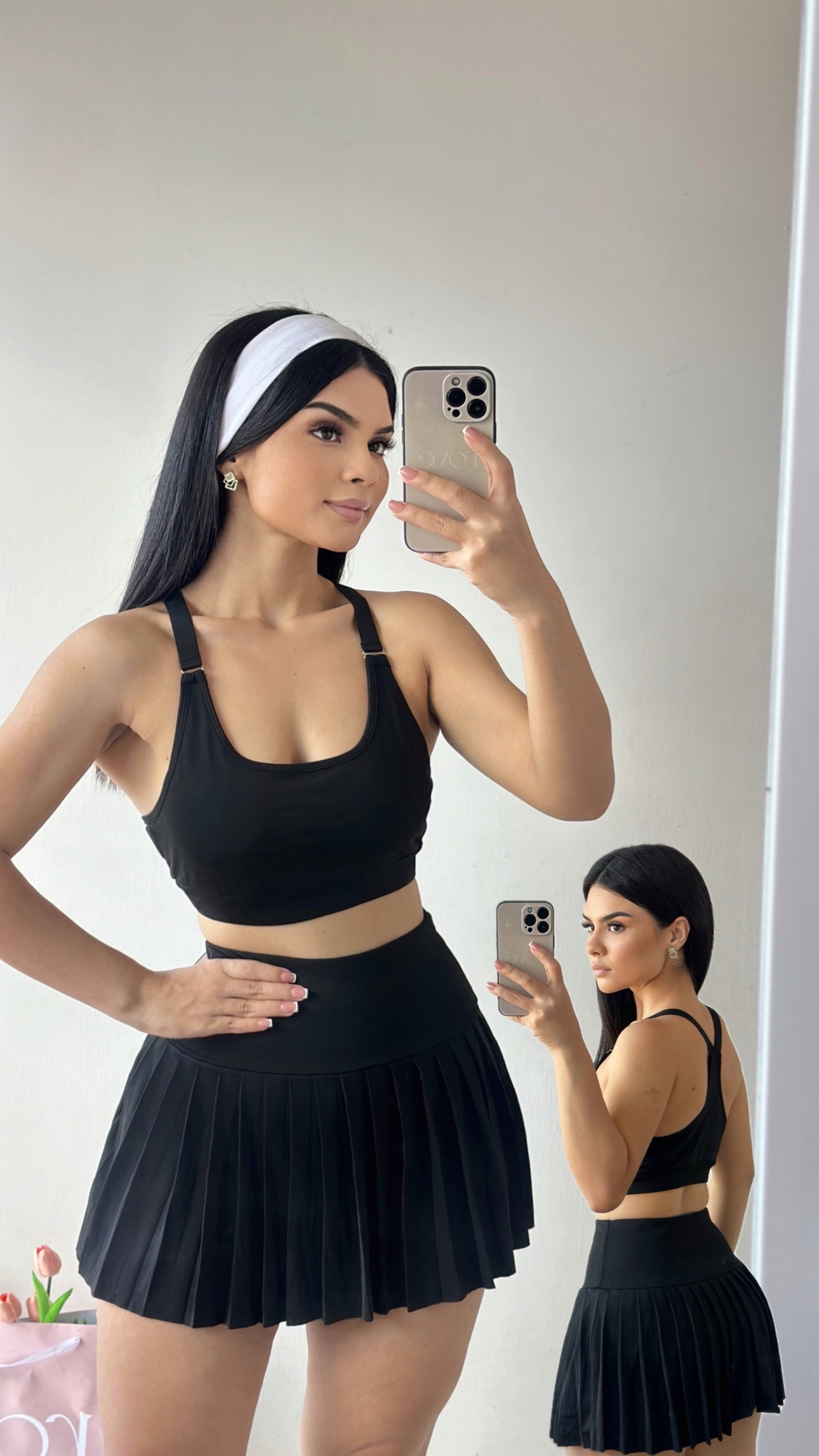 Set deportivo - Falda plisada + top - Negro