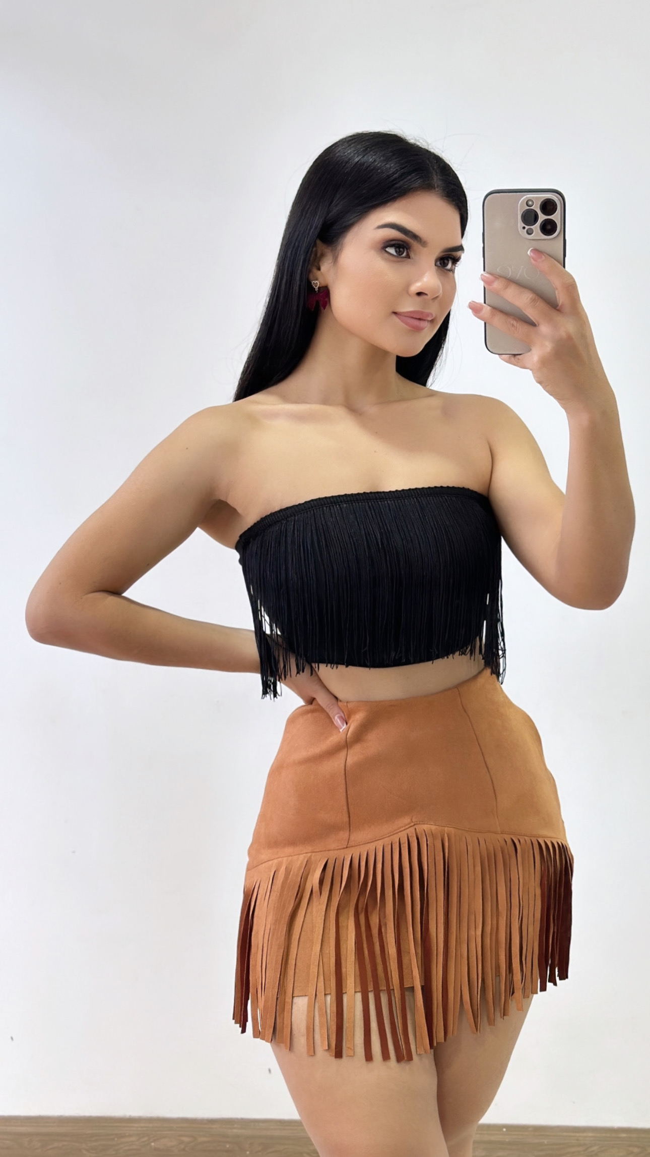 Croptop strapless de mechas - Negro