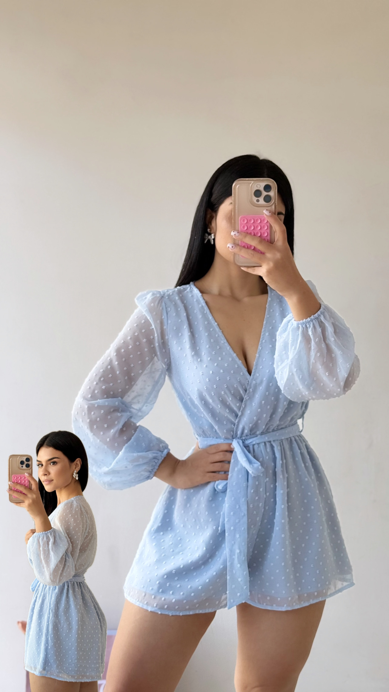 Romper con transparencias - Celeste