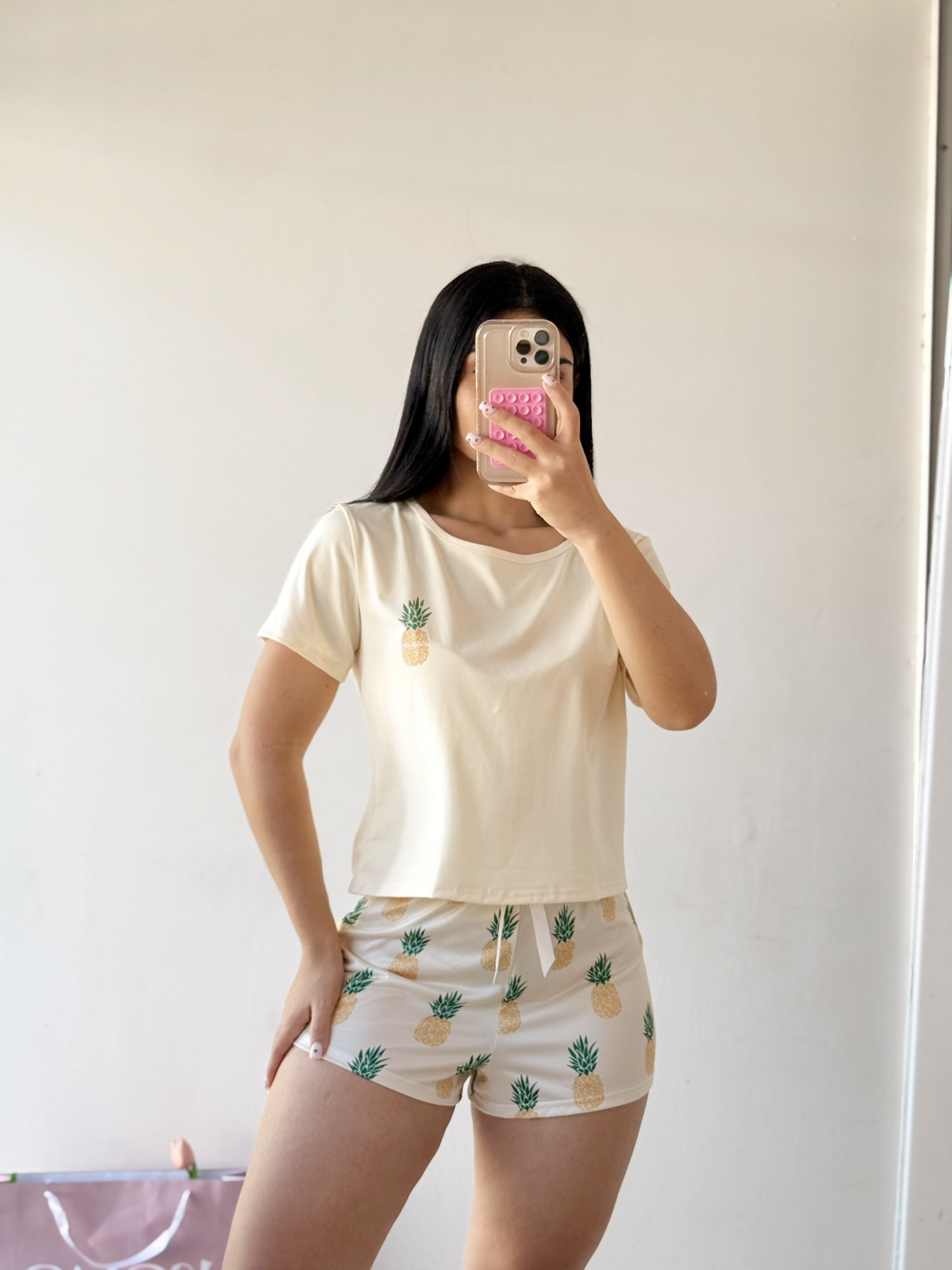 Pijama de short y miniseta  - Amarillo