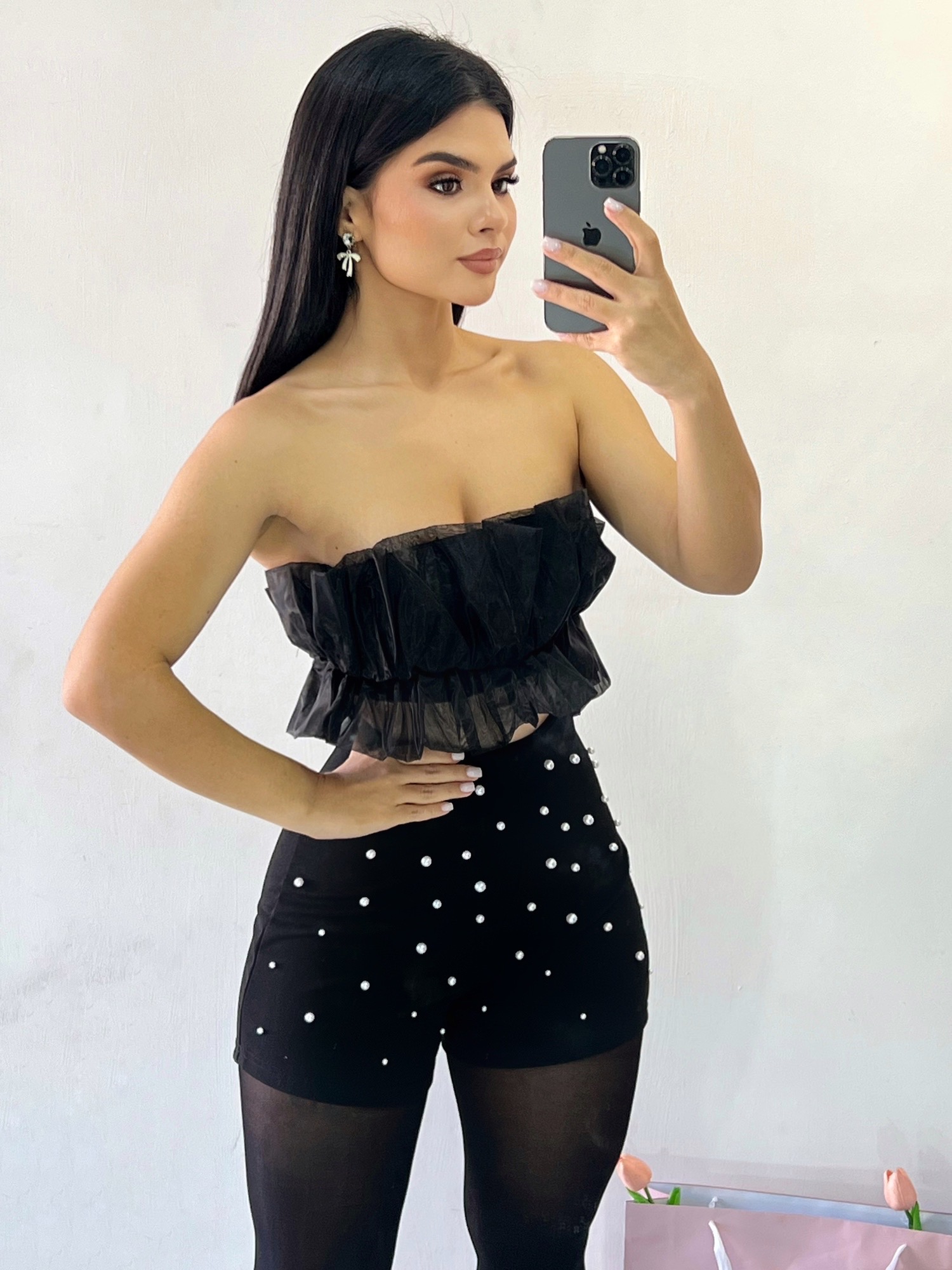 Croptop de vuelos - Negro