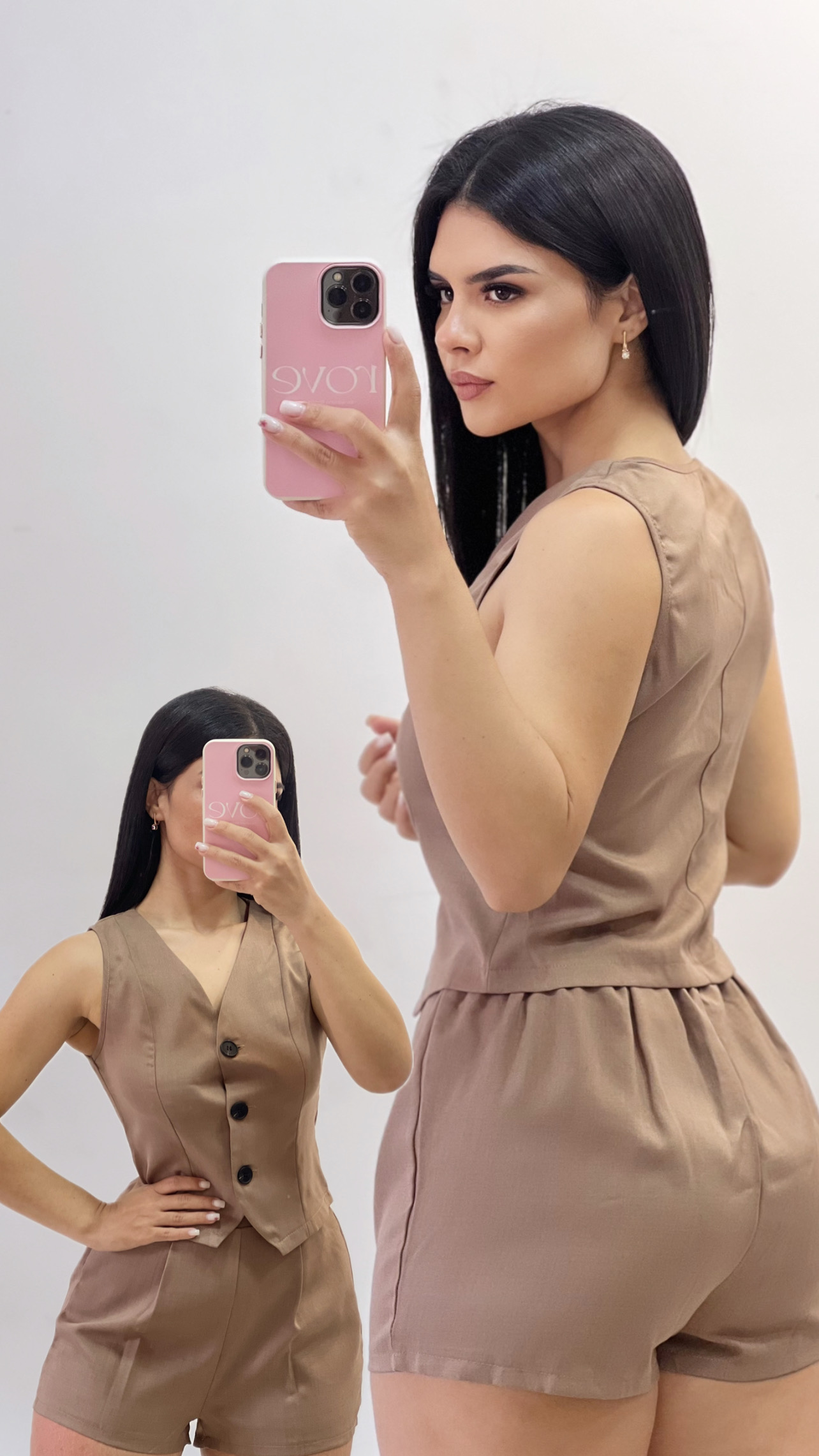 Conjunto Chaleco + short - Café