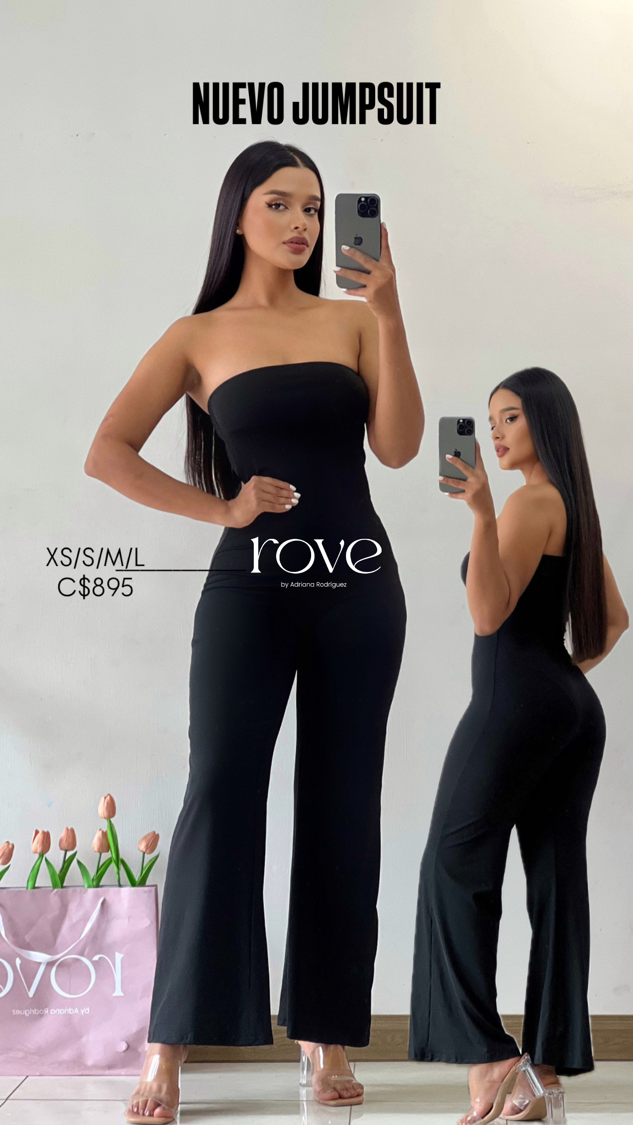 Jumpsuit basico strapless - Negro