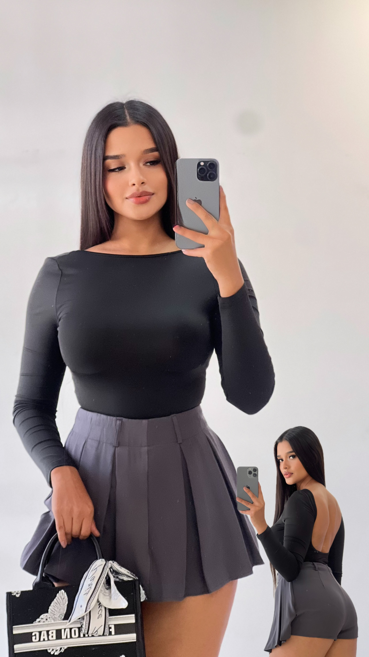 Falda short plisada - Gris