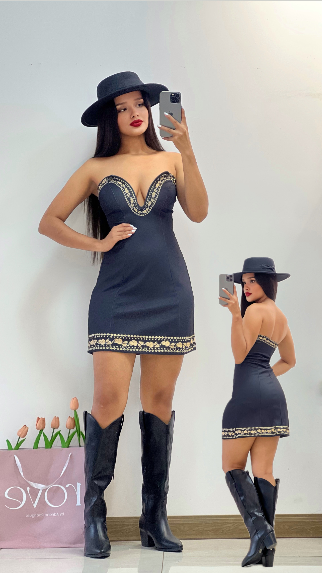 Vestido corto efecto bordado