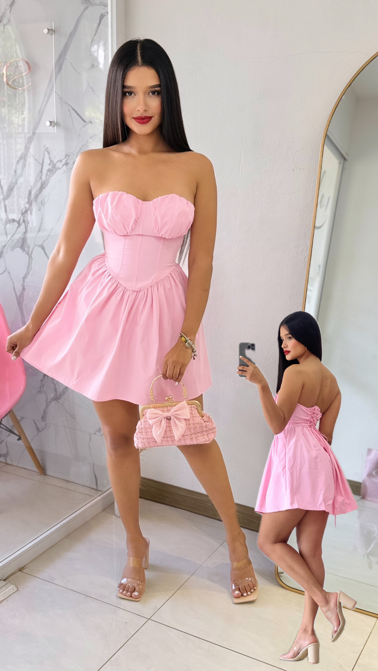 Vestido corto estilo princesa rosa