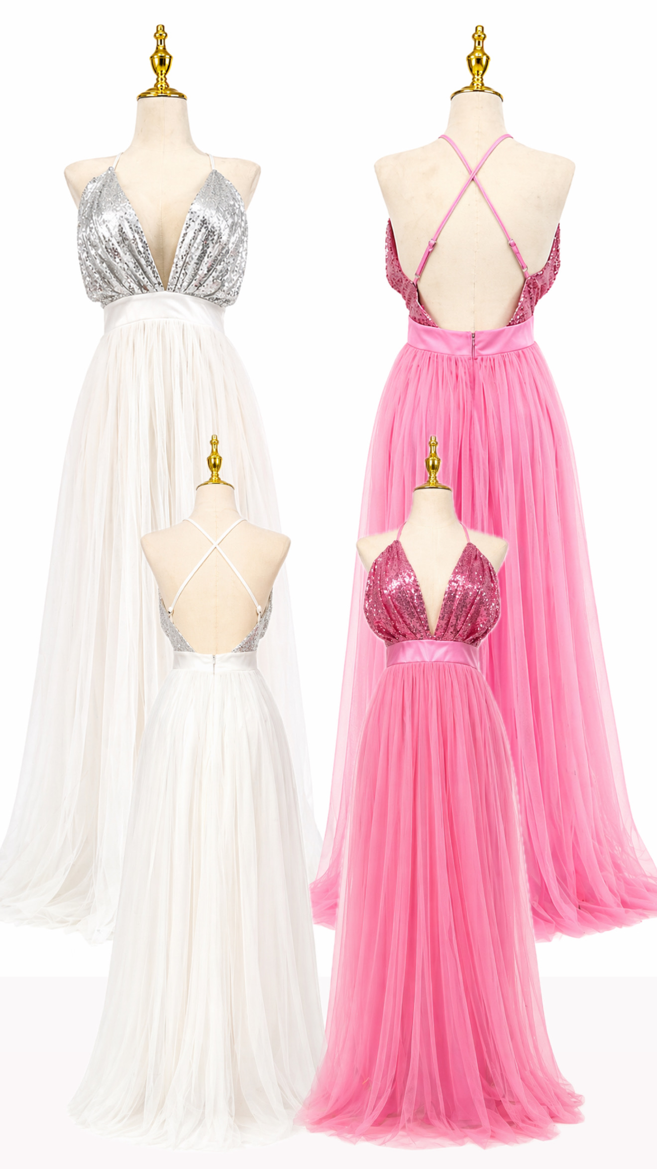 Vestido de Gala Brillante - Blanco - Talla S