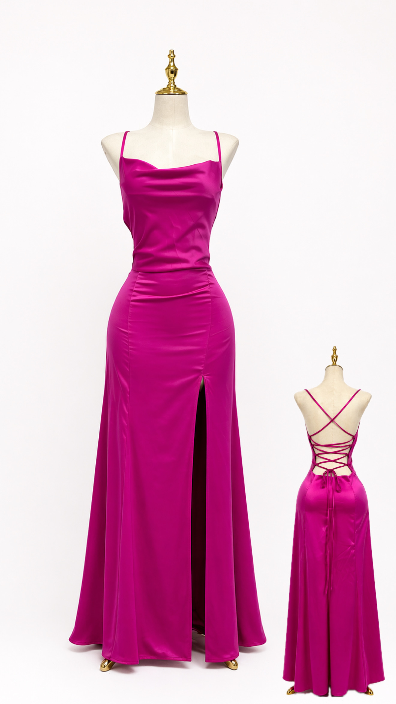 Maxidress con abertura - Rosa - Talla L