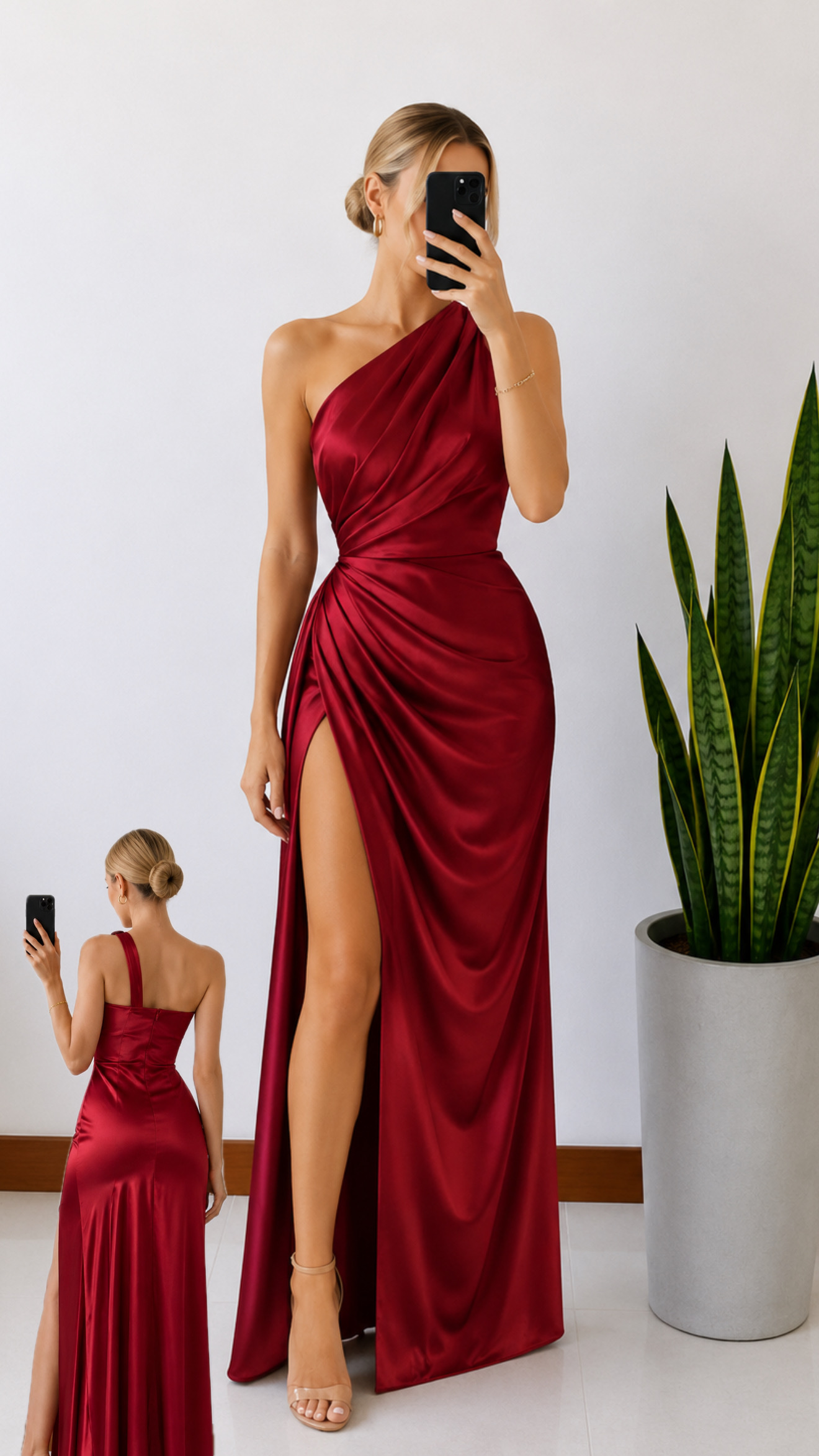 Vestido de gala un hombro red
