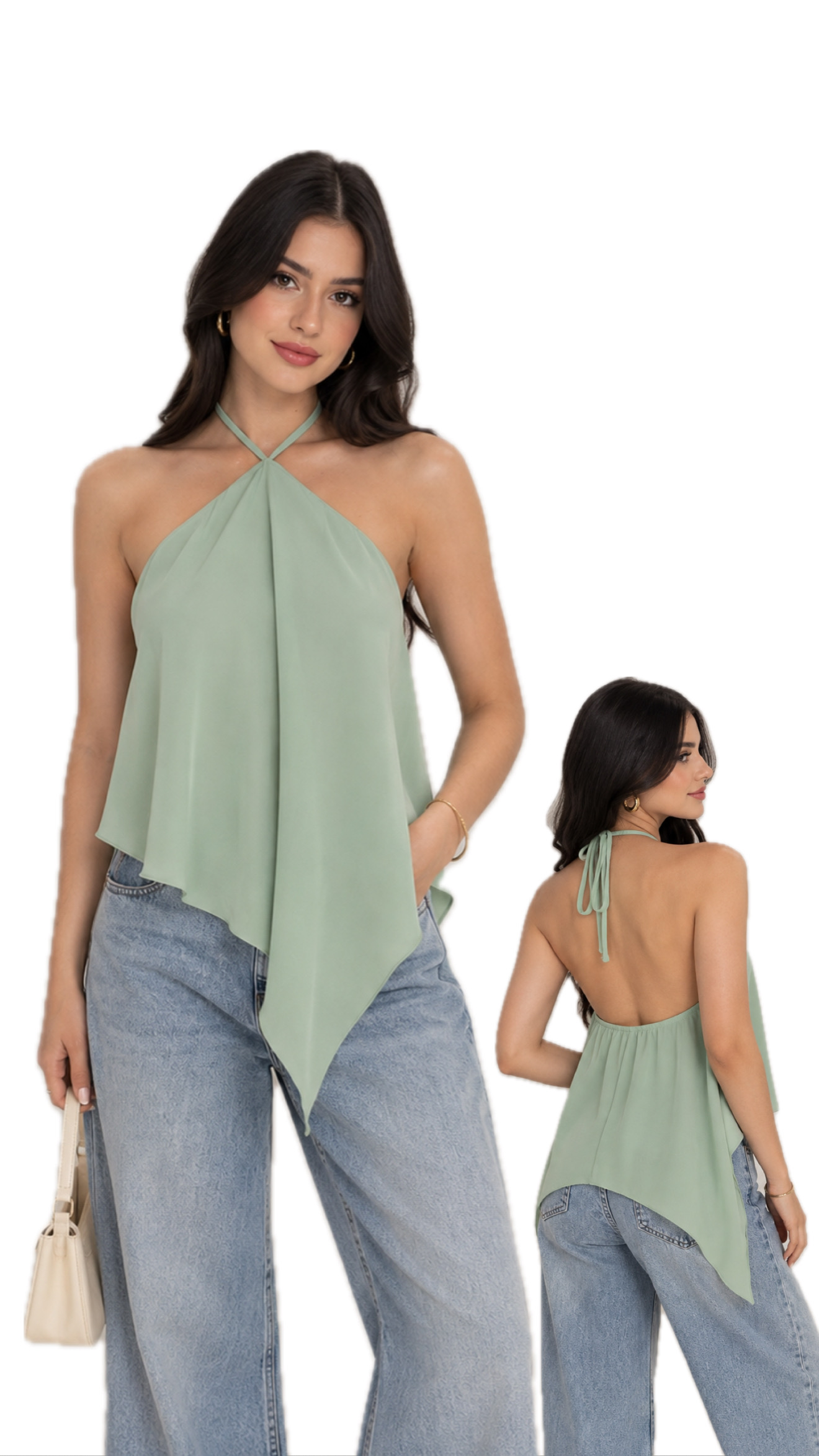 Blusa asimétrica verde menta