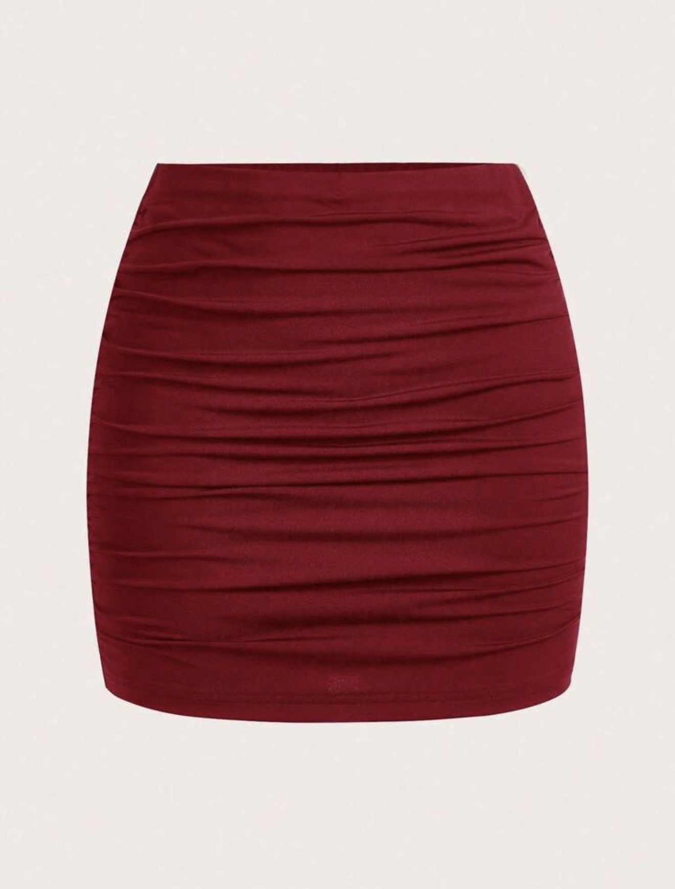 Falda rojo vino corta recogida